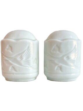 White Ceramic Geese in Clouds Salt and Pepper Shakers